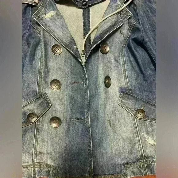 Sugarfly Hooded Denim Jacket Size XS - Picture 3 of 8